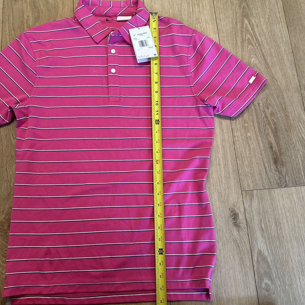 Nike‎ Men's Custom Athlete Dri Fit Pink Stripe Short Sleeve Polo Sm-Med* NWT - Picture 8 of 11